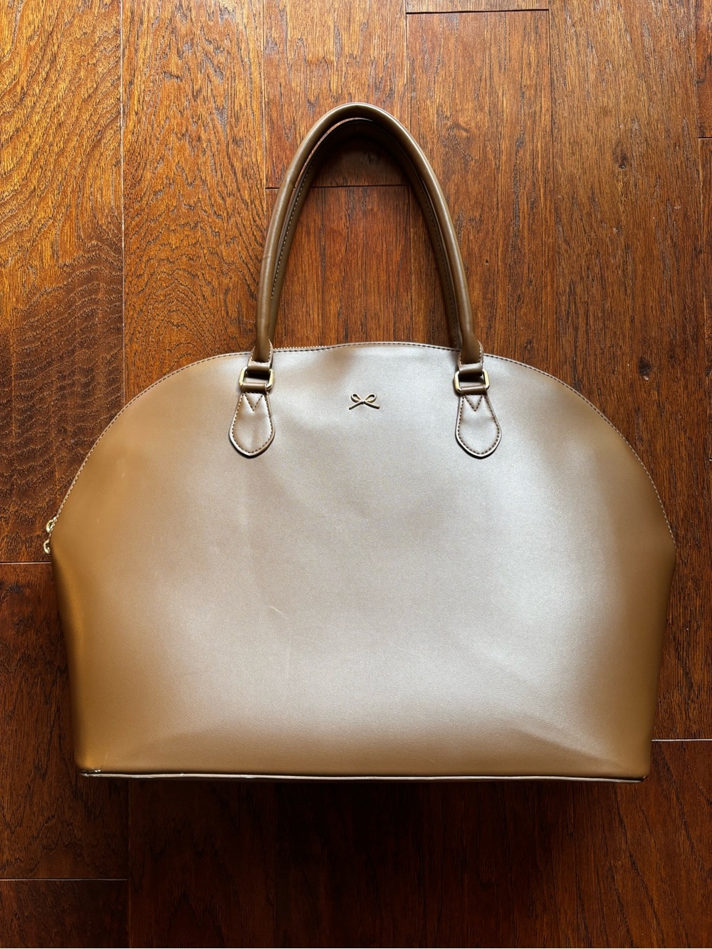 Caramel Faux Leather Work Tote Laptop Bag | Gold Bow Details | NWOT - Picture 5 of 14